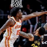 Clint Capela (à gauche) a réussi 3 contres face au Jazz KEYSTONE/EPA/ERIK S. LESSER